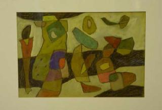 Compositie met zwarte baan